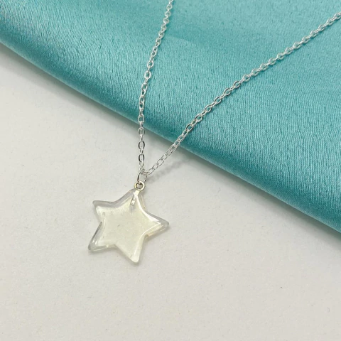 COLLAR ESTRELLA MEDIANA DE PIEDRA DE LA LUNA OPALINA - A.BL - comprar online
