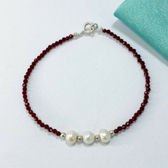 PULSERA TIANA 3 PERLAS CRISTAL SWAROVSKY BORDO - PL en internet