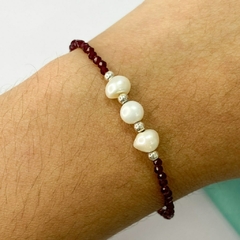 PULSERA TIANA 3 PERLAS CRISTAL SWAROVSKY BORDO - PL - comprar online