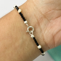 PULSERA NEGRA CON PERLAS CRISTAL SWAROVSKY - PL - Agatha Chrys Joyeria