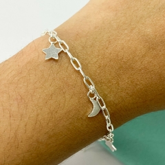 PULSERA FORCET- ESTRELLA Y LUNA ITALIANA - PL - comprar online