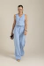 Conjunto Feminino Alfaiataria Azul com Colete e Calça Pantalona na internet