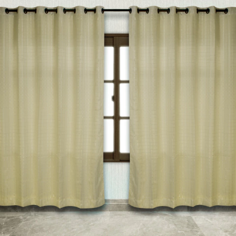 Cortina Voil xadrez com forro de microfibra - L:4,50m - Marfim