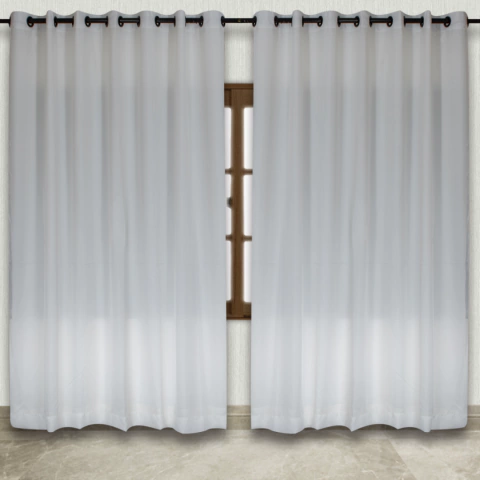 Cortina Voil liso branco com forro de microfibra - L:4,50m