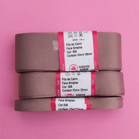 Fita lisa gorgurão Sanding cor 306 (Nude escuro) - 10 metros