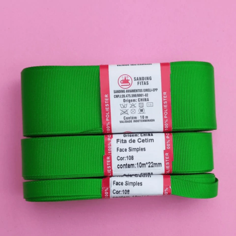Fita lisa gorgurão Sanding cor 108(Verde folha) - 10 metros