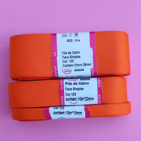 Fita lisa gorgurão Sanding cor 123(Laranja) - 10 metros