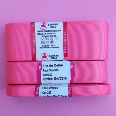 Fita lisa gorgurão Sanding cor 250(Rosa salmão) - 10 metros