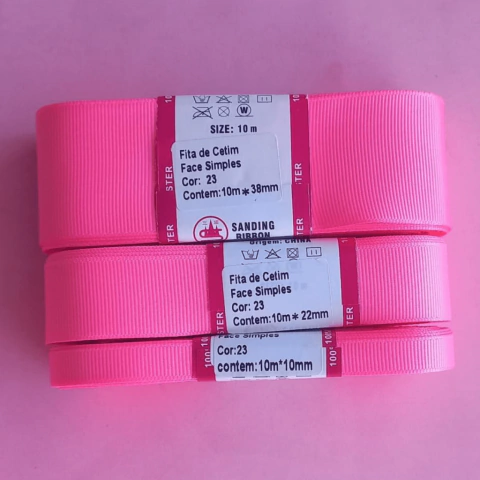 Fita lisa gorgurão Sanding cor 23(Rosa choque) - 10 metros