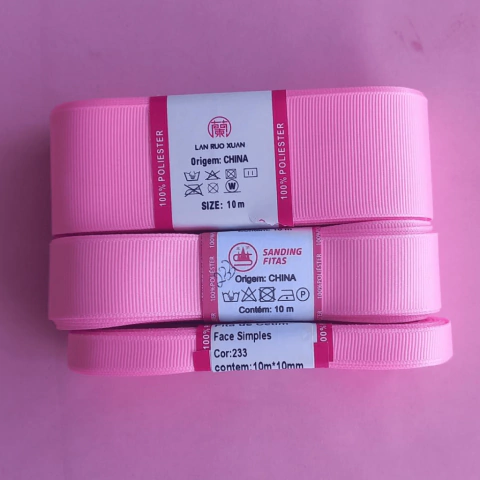 Fita lisa gorgurão Sanding cor 233(Rosa claro) - 10 metros