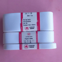 Fita lisa gorgurão Sanding cor 05(Branco) - 10 metros