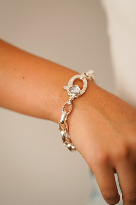Pulsera gruesa con cierre PREMIUM y corazón de cristal - comprar online