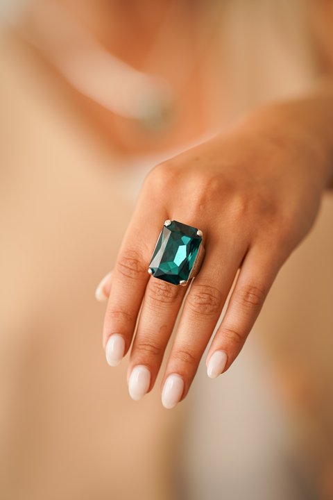 Anillo con Cristal Verde XL - comprar online