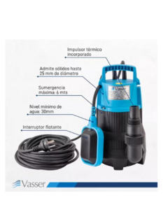 Bomba Desagote Agua Sucia Vasser Motorarg DE400 1/2HP (Hogar) en internet