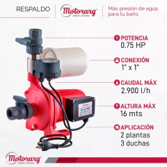 BOMBA PRESURIZADORA 0,75HP 16MTS MOTORARG TIP PRES 20 en internet