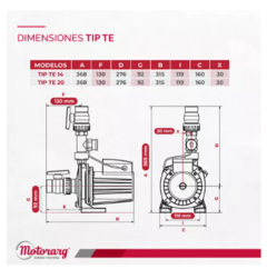 Bomba Agua Presurizadora Motorarg Tip Te 14 0.5 Hp (Hogar) en internet