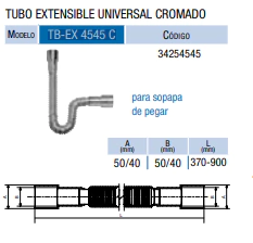 LAT TUBO EXT CROMADO UNIV 40/50-40/50 - comprar online