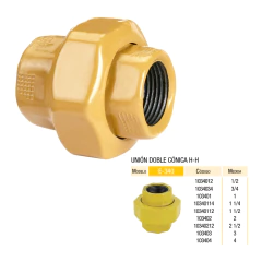 UNIÓN DOBLE CÓNICA 1/2" H-H EPOXI GAS LATYN E-340 en internet