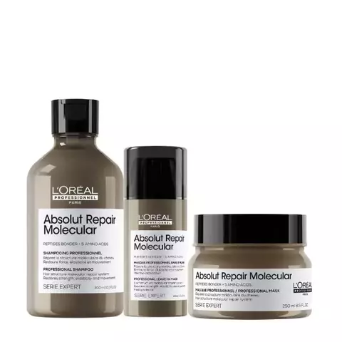 Kit Absolut Repair Molecular | Serie Expert Loreal Professionnel | Shampoo + Mascara + Leave-In - comprar online