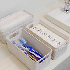 CAJA PEQUEÑA ALARGADA DE YUTE DE PLASTICO BLANCO en internet