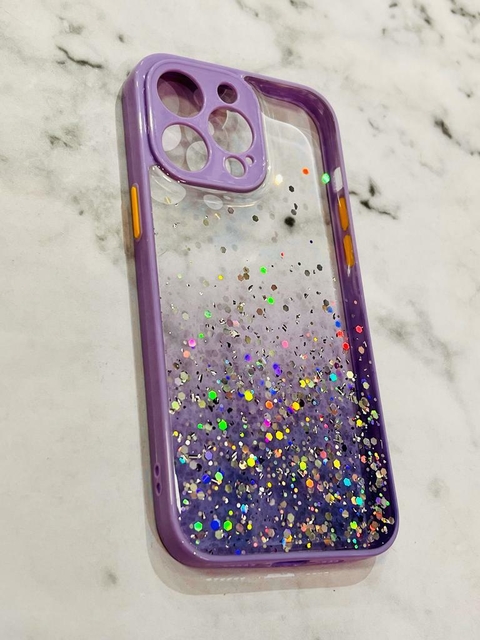 CASE PURPLE AND SILVER GLIT IPH 14 PRO MAX