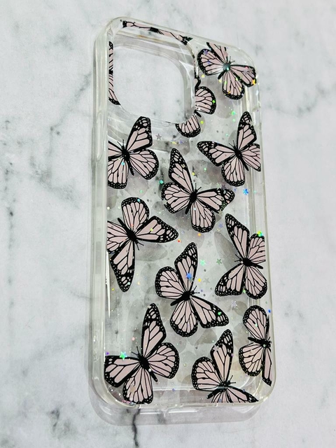 CASE PINK BUTTERFLIES GLIT IPH 14 PRO MAX