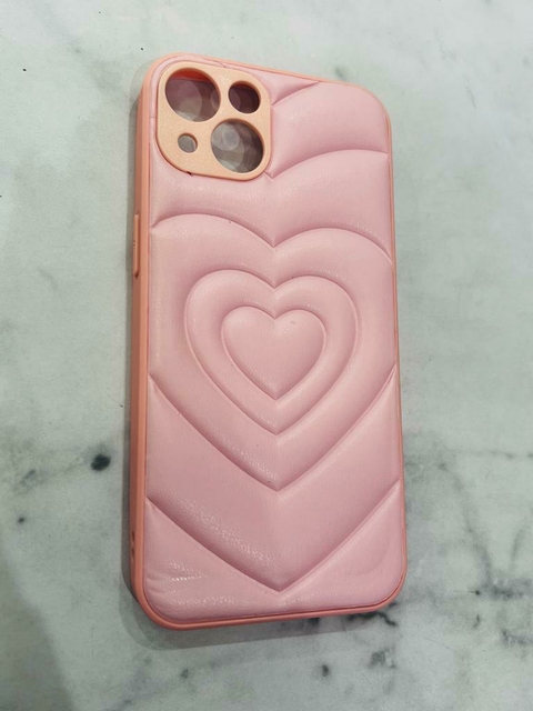 CASE PUFFER HEART PINK IPH 13