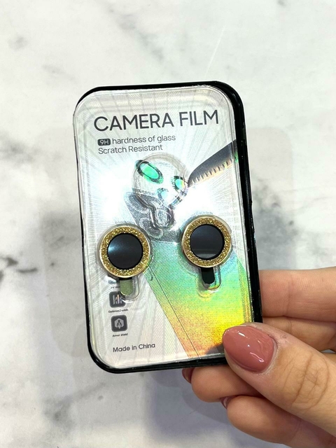 LENTE PARA CAMARA CON BRILLO DORADO IPH 14/14 PLUS - comprar online