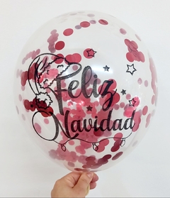 GLOBO DE FELIZ NAVIDAD CON CONFETTI SIN INFLAR