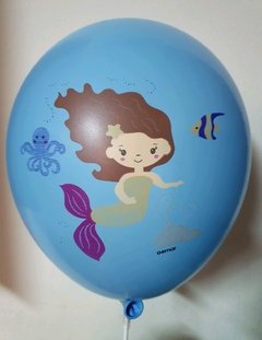 1 Globos impresos a color sirena