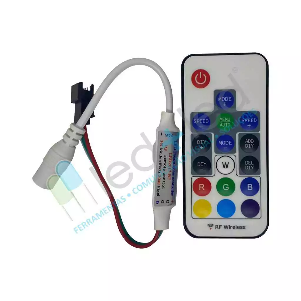 Controladora LED RGB Sequencial Digital 3 Vias 120W com Controle Remoto