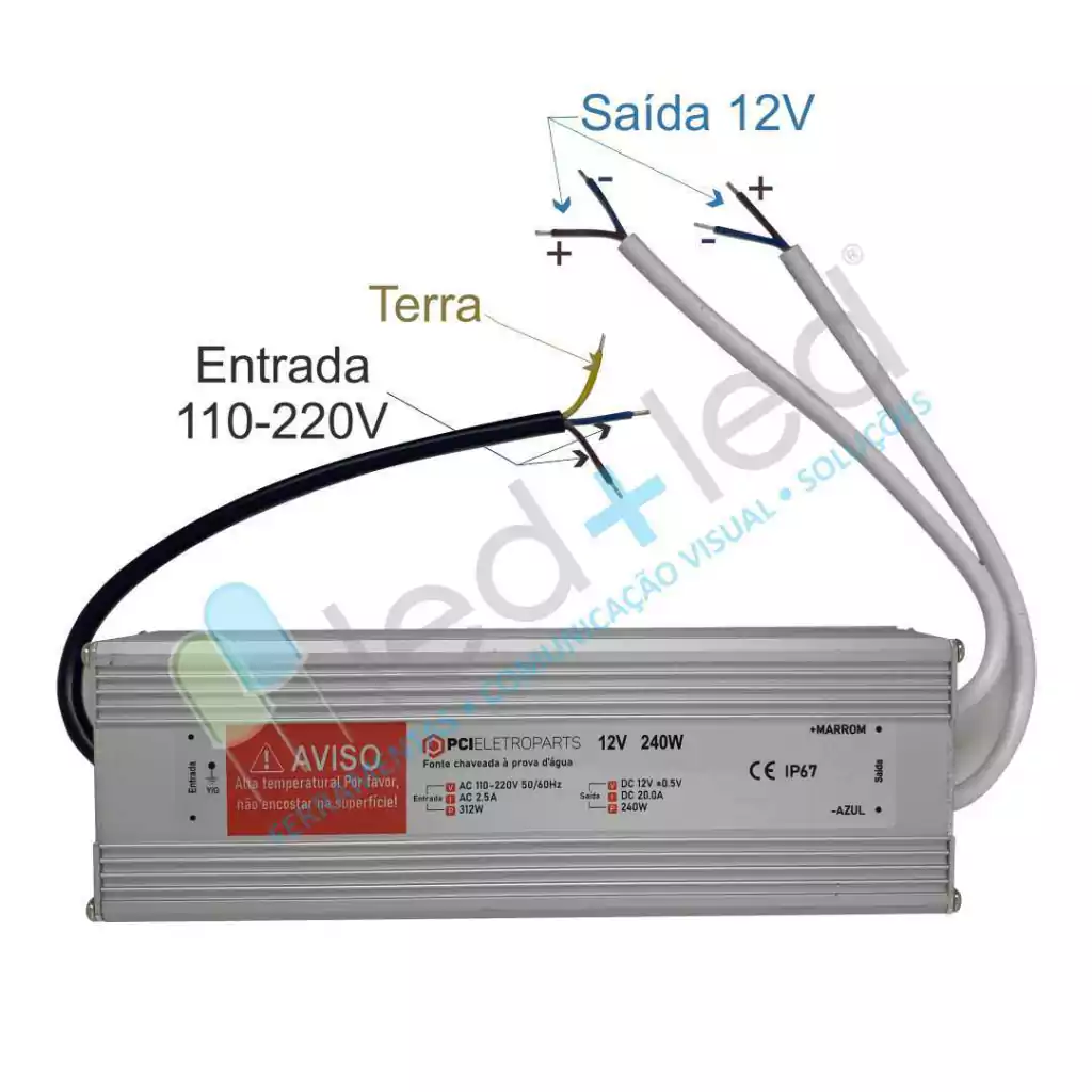 Fonte Blindada 240W 20A 12VDC