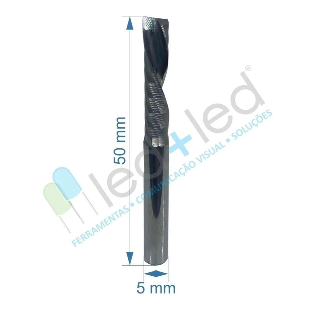 Fresa para Corte de Acrílico, PVC, ACM, PS e MDF DOWNCUT 5x22mm