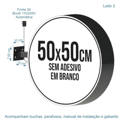 Luminoso Redondo 50cm 2 Faces Policarbonato em Branco na internet