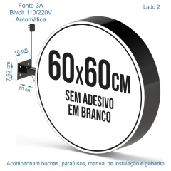 Luminoso Redondo 60cm 2 Faces Policarbonato em Branco na internet