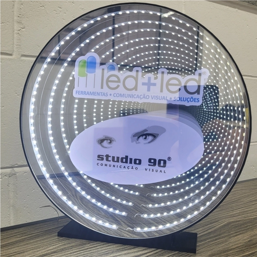 Luminoso LED Fundo Infinito Redondo Mesa 24cm 1 Face Decoração - comprar online