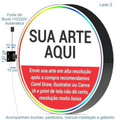 Luminoso Redondo 80cm 2 Faces Policarbonato Adesivado na internet