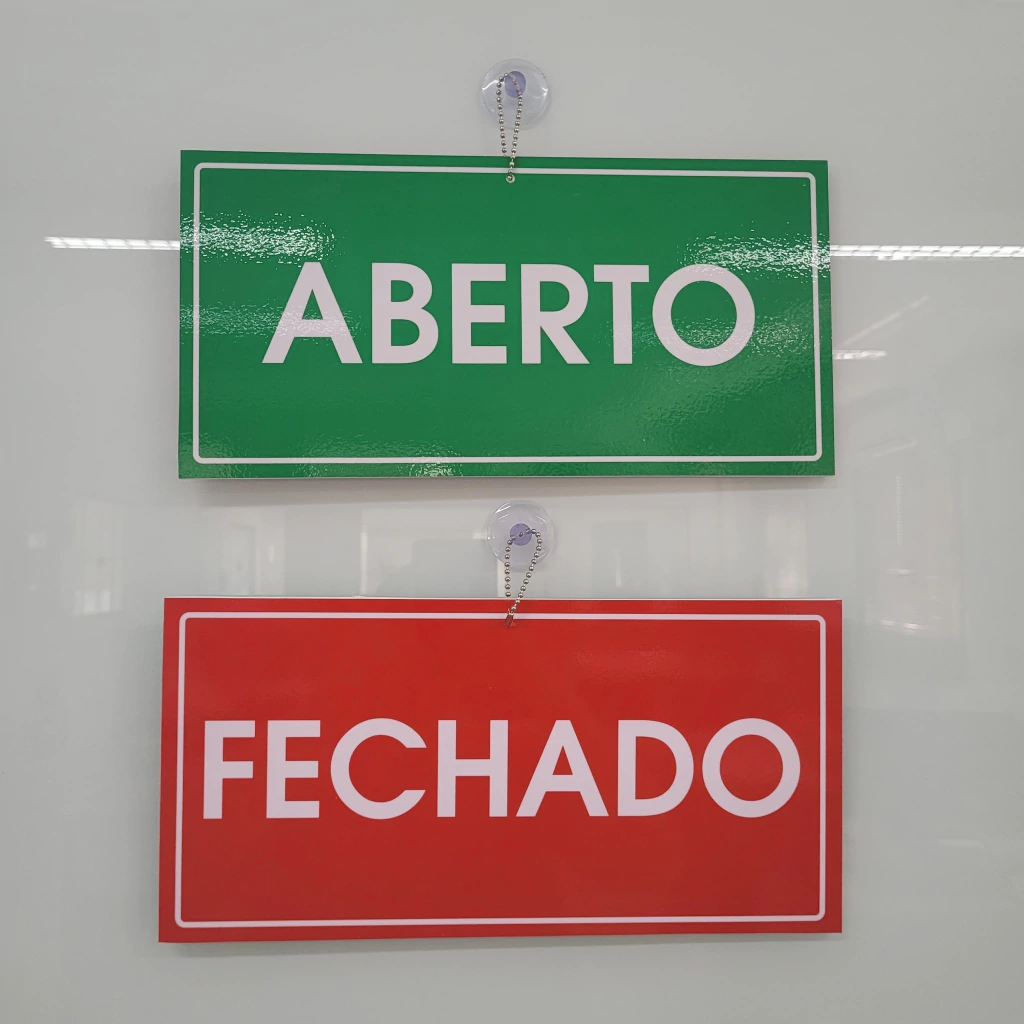 Placa 30x15cm Aberto/Fechado