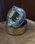 1922-21 - 3535 Cinto Pyramid em couro Amarelo Strass Fivela/Passador/Ponteira em strass na internet