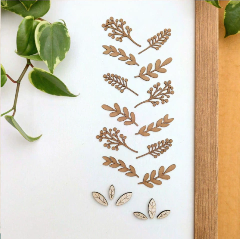 Aplique Madeirinha e Chipboard - Coleção Florescer - Galhos - Estação do Scrap