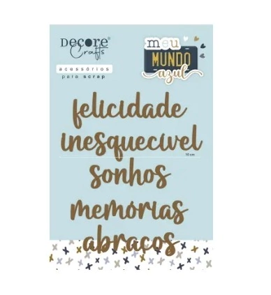 Aplique MDF - Felicidade - Coleção Meu Mundo Azul - Decore Crafts - 0275