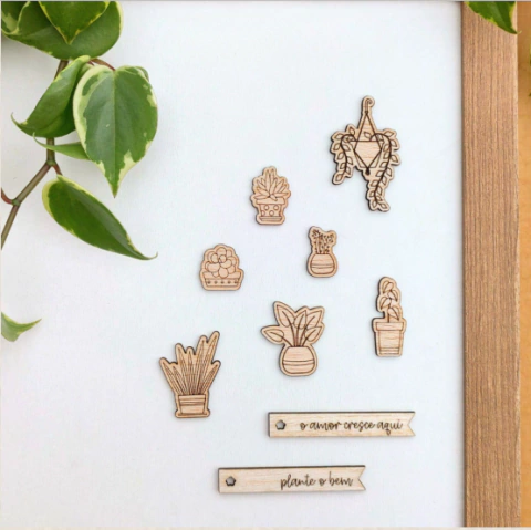 Aplique Madeirinha - Coleção Florescer - Plantinhas - Estação do Scrap