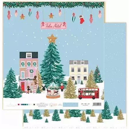 Folha para Scrapbook - Dany Peres Design - Coleção Natal Encantado - Vila Feliz