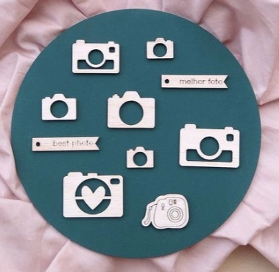 Aplique Madeirinha - Câmeras - Estação do Scrap - 989