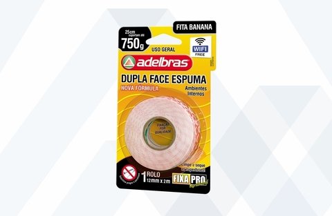 Fita Dupla Face Espuma- Adelbras - 12mm x2m - 081000001