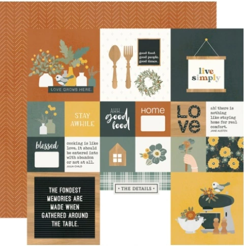 Folha para Scrapbook - Coleção Hearth & Home - 2x2/4x4 Elements - Simple Stories - 16512