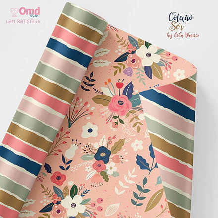 Folha para Scrapbook - Lari Batista - Coleção Ser - By Cela Branco - Flores