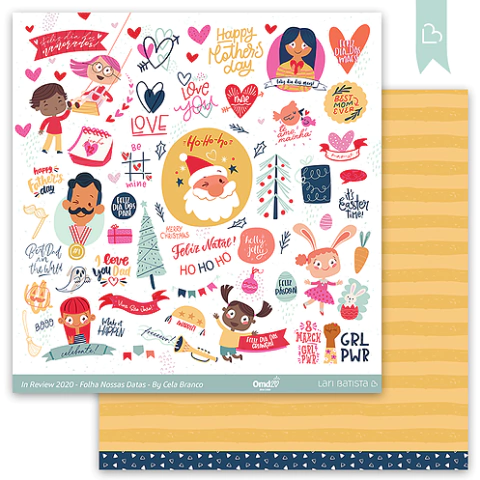 Folha para Scrapbook In Review 2020 - Folha Nossas Datas - Lari Batista