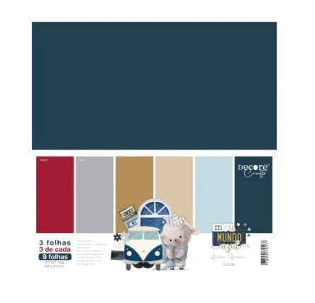 Bloco 30x30 - Folhas Básicas - Coleção Meu Mundo Azul - Decore Crafts - 0263