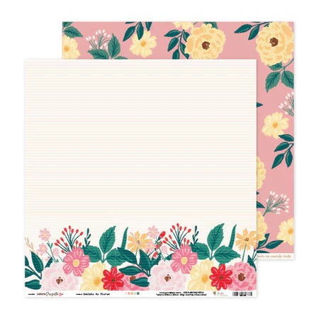 Papel Caminho de Flores - Coleção Jardim Secreto - Juju Scrapbook